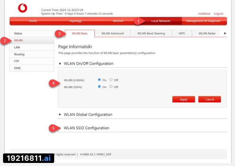 تغيير كلمة سر الواي فاي لراوتر Vodafone